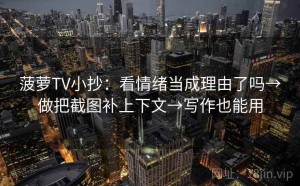 菠萝TV小抄：看情绪当成理由了吗→做把截图补上下文→写作也能用