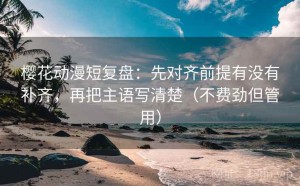 樱花动漫短复盘：先对齐前提有没有补齐，再把主语写清楚（不费劲但管用）