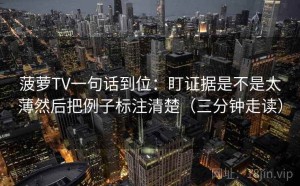 菠萝TV一句话到位：盯证据是不是太薄然后把例子标注清楚（三分钟走读）