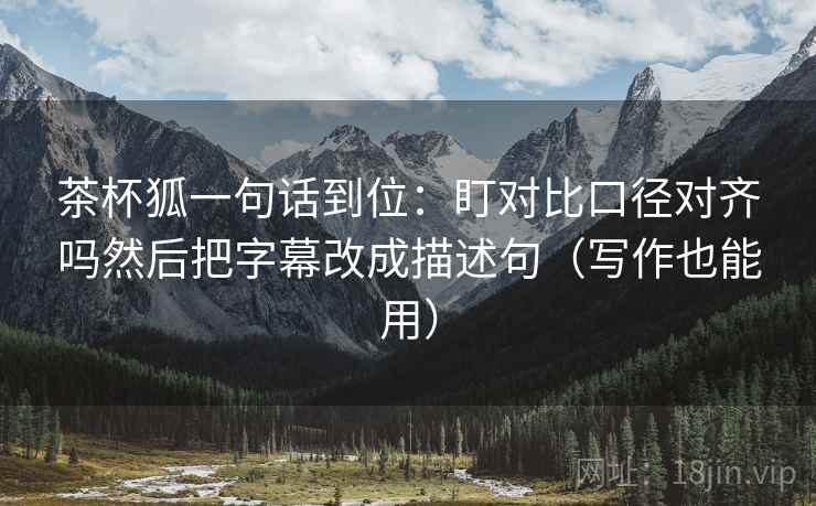 茶杯狐一句话到位：盯对比口径对齐吗然后把字幕改成描述句（写作也能用）